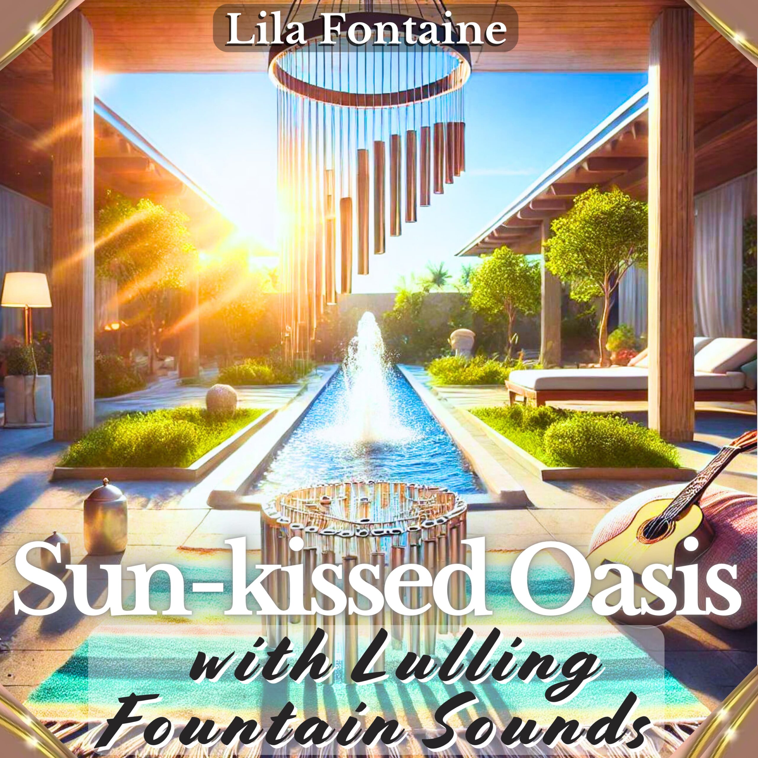 Sun-kissed Oasis with Lulling Fountain Sounds Lila Fontaine Bossa Nova BGM